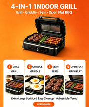 Vibrovi™ Grillora XL — 4-in-1 Indoor Grill & Griddle