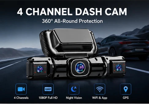 RoadGuard 360™ 4-Channel Dash Cam