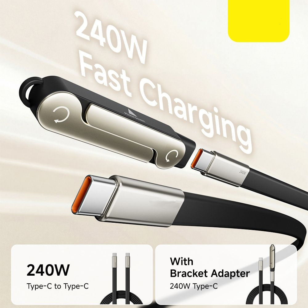 Limited Time: 40% OFF⚡ 240W PD Type-C Charging Cable With Foldable Phone Stand Adapter📱