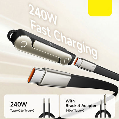 Limited Time: 40% OFF⚡ 240W PD Type-C Charging Cable With Foldable Phone Stand Adapter📱