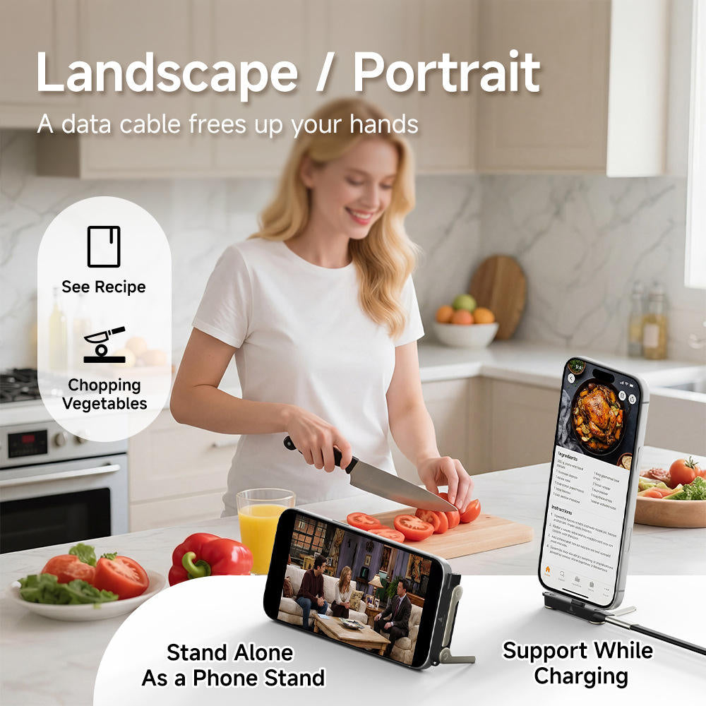 Limited Time: 40% OFF⚡ 240W PD Type-C Charging Cable With Foldable Phone Stand Adapter📱