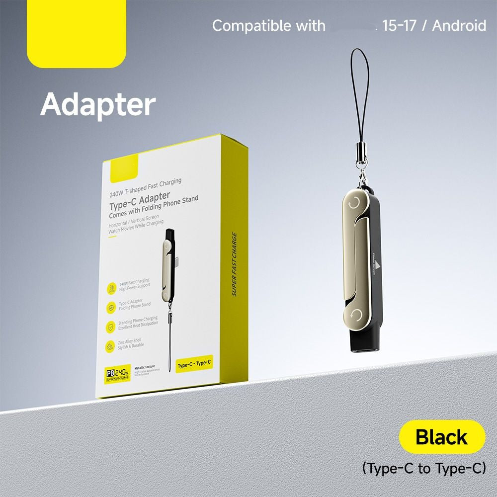 Limited Time: 40% OFF⚡ 240W PD Type-C Charging Cable With Foldable Phone Stand Adapter📱