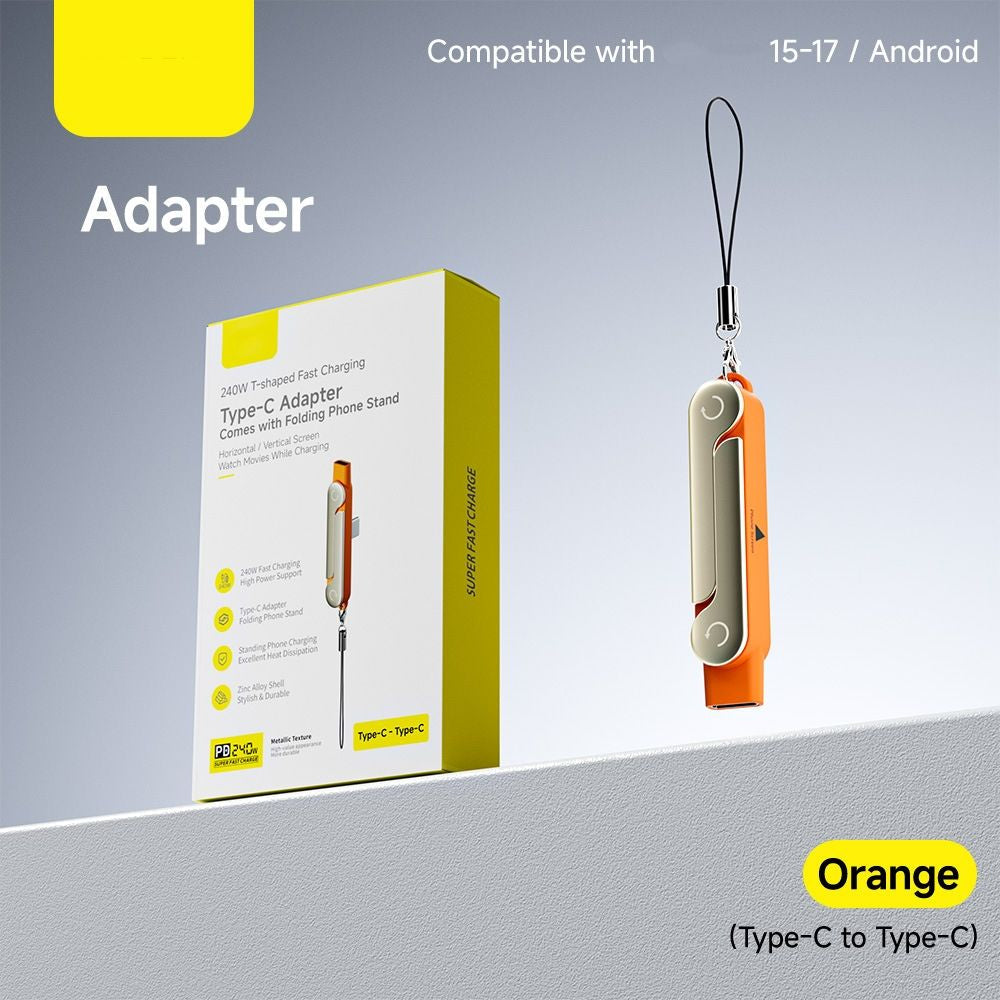 Limited Time: 40% OFF⚡ 240W PD Type-C Charging Cable With Foldable Phone Stand Adapter📱