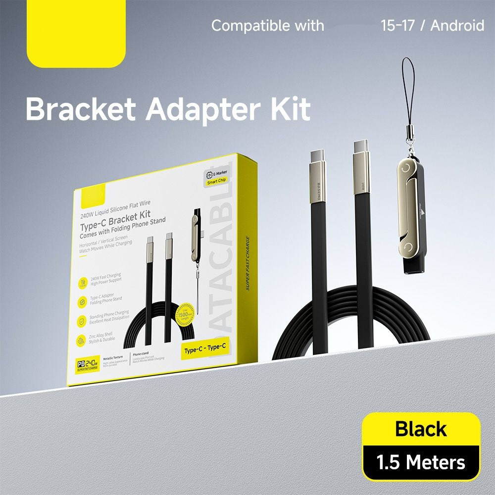 Limited Time: 40% OFF⚡ 240W PD Type-C Charging Cable With Foldable Phone Stand Adapter📱